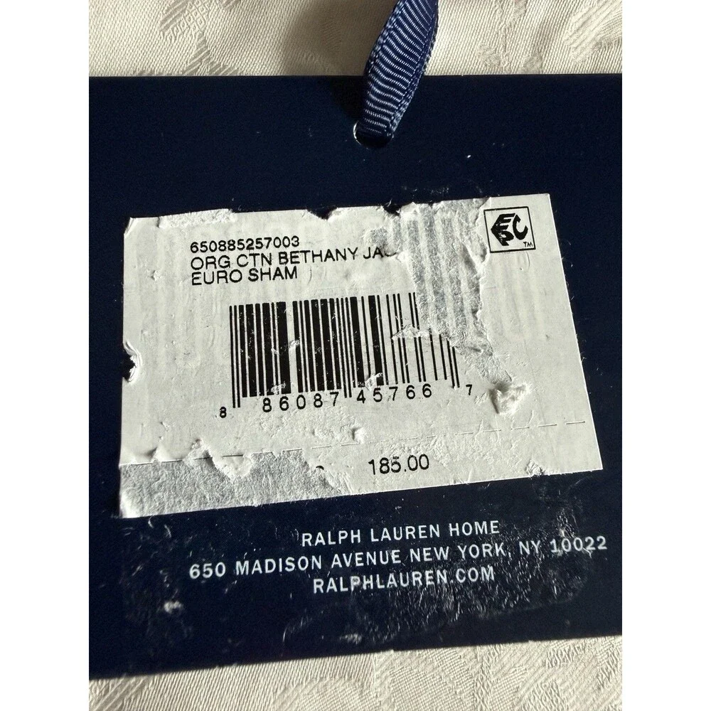 Ralph Lauren Luxury Bethany Organic Cotton Euro Pillow Sham Silver 26x26